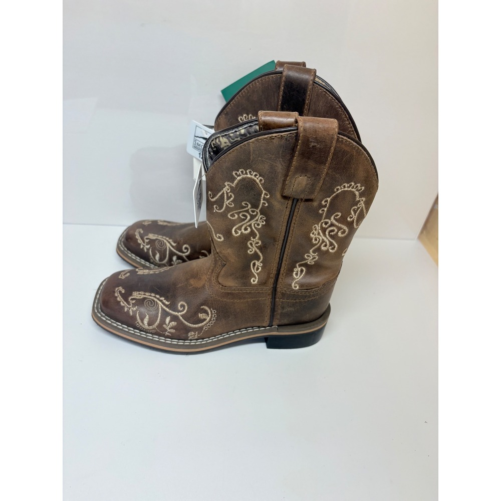 Smoky Mountain Girls 12 R Brown Leather Floral Embroidered Cowboy Boots